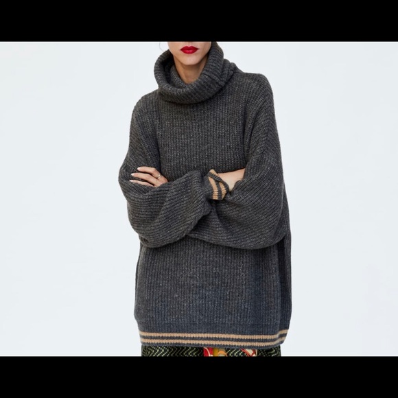 Zara Sweaters - Zara oversized roll neck charcoal grey sweater !